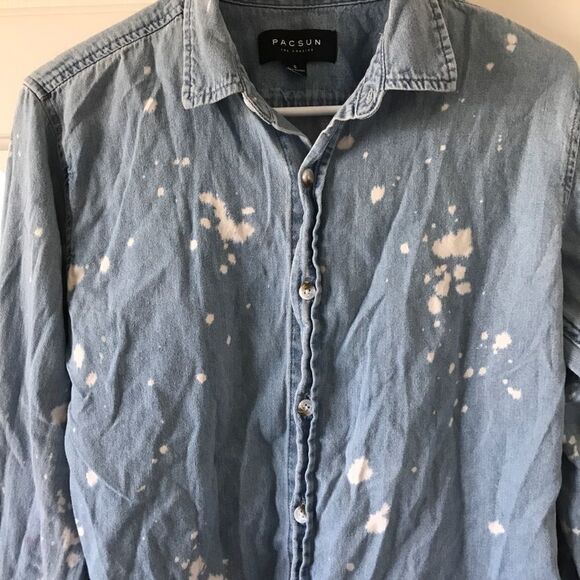 Pacsun 100% cotton long sleeve denim button down blouse (T3) - Picture 3 of 5